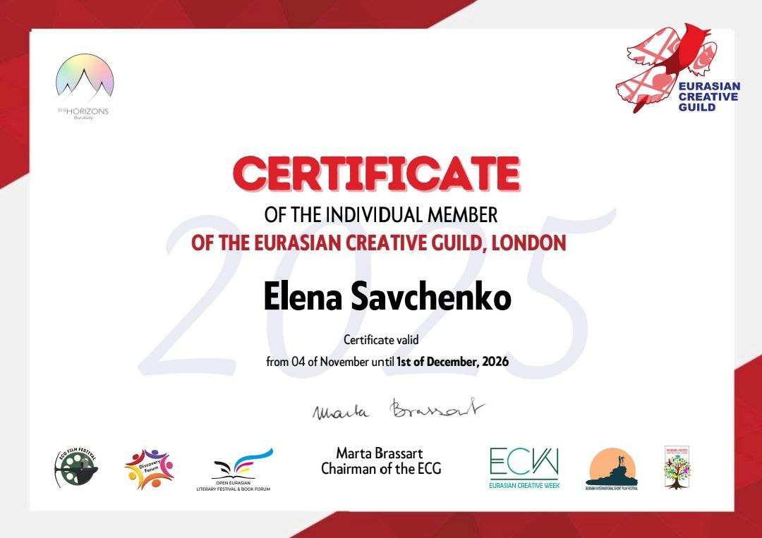 Certificate Eurasian Creative Guild London
